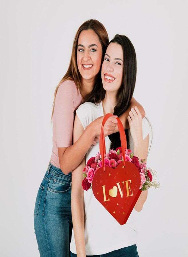 مجموعة رينبوزو المكونة من 16 صندوق هدايا على شكل قلب لعيد الحب، لحفظ باقات الزهور، مزودة بمقبض، مثالية لتنسيقات الزهور في عيد الأم. - Image 3